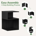 thumbnail image 5 of S Flip Minimalist 3 Tier End Table - Minimalist 3-Tier Wood Nightstand for Small Spaces with Open Storage - Japanese-Inspired Bedside Table for Bedroom (Reverse, Black), 5 of 10