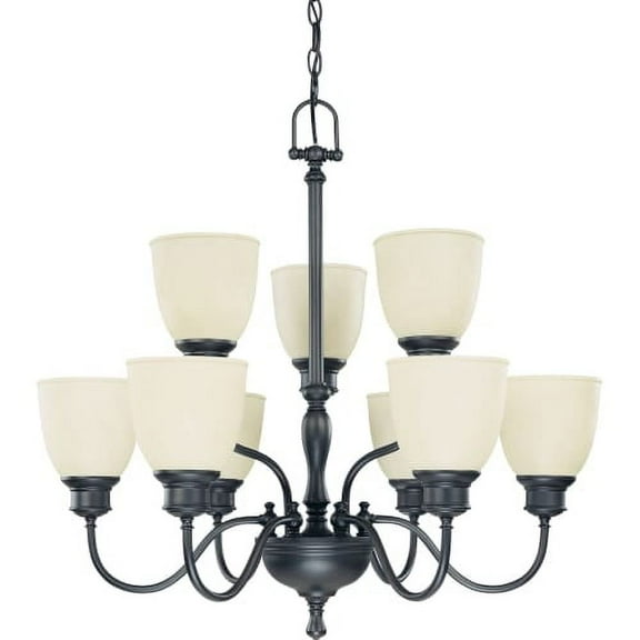 9 Light - 2 Tier Chandelier - Biscotti Glass