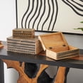 thumbnail image 2 of DecMode Tribal Handmade Storage Brown Mango Wood Decorative Box with Gold Accents, 3 Count, 2 of 10