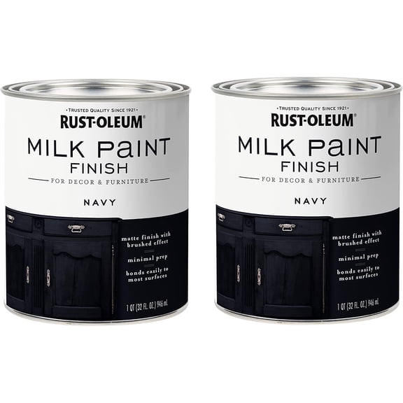 Rust-Oleum Matte Navy Water-Based Acrylic Milk Paint 1 qt (Pack of 2).