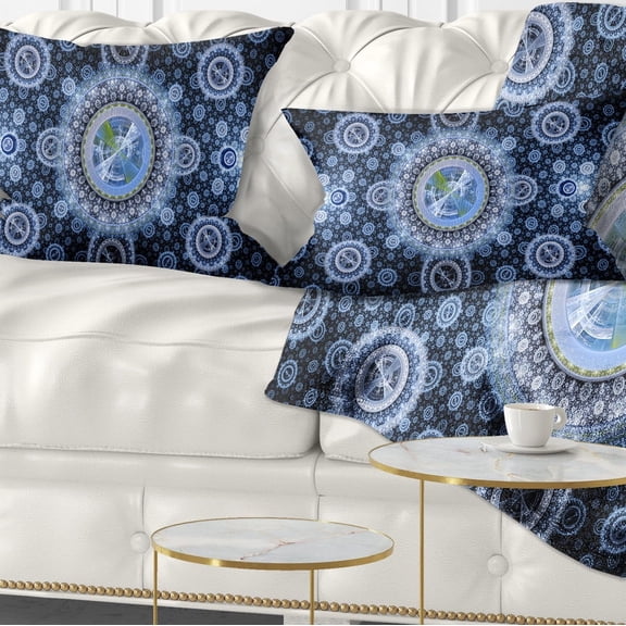 Designart Clear Blue Psychedelic Relaxing Art - Abstract Throw Pillow - 12x20