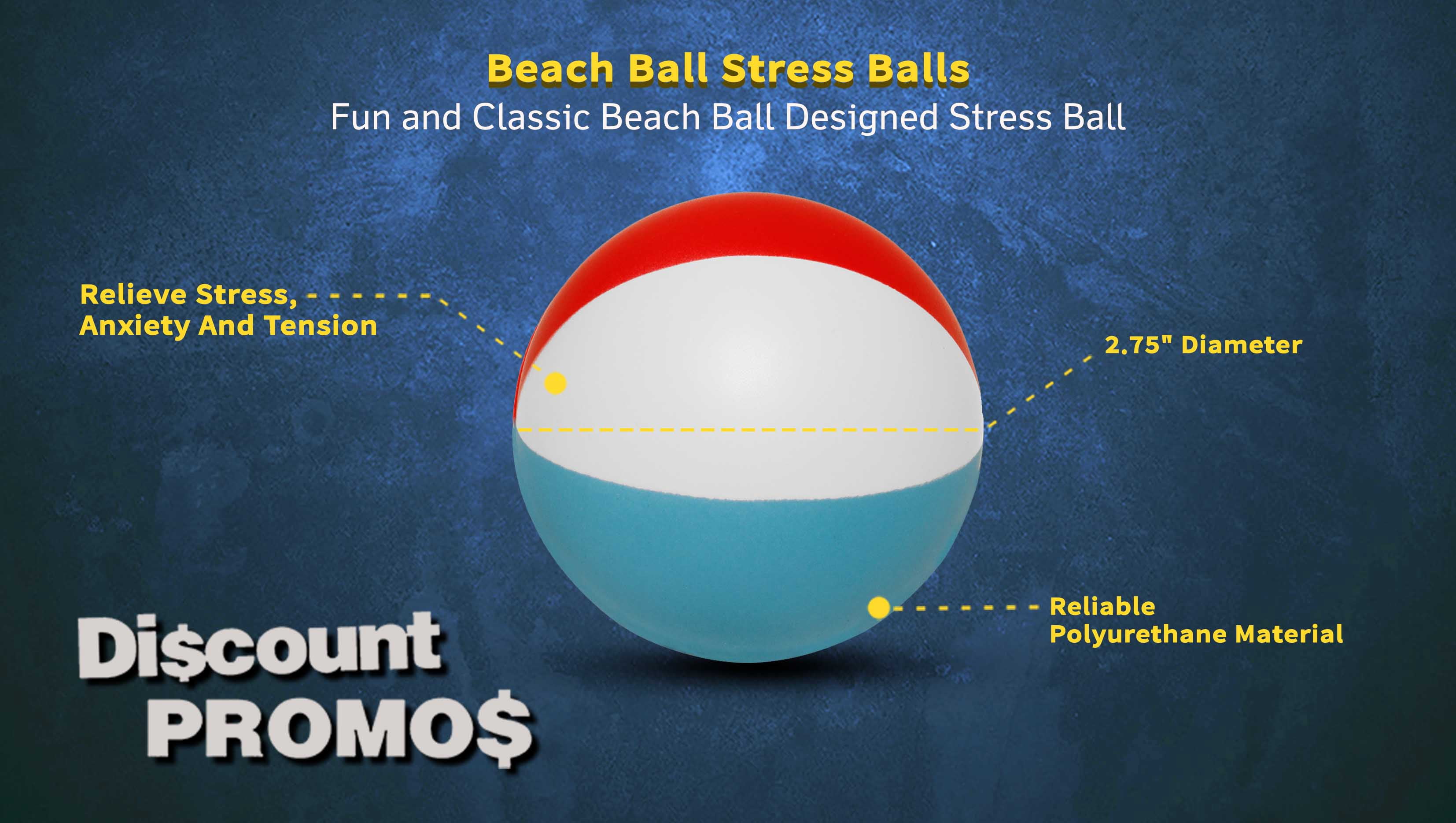 10 Beach Ball Stress Balls Pack - Round, Stress Reliever, Hand Therapy, Lightweight - Beach