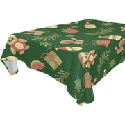 SKYSONIC 60"x60" Square Tablecloth with Christmas Tree Cock Bear Snowflakes Santa Claus Prints, Anti-Wrinkle and Smooth Table Cloth for Kitchen/Home/Dinning Wedding Decoration