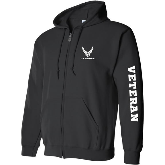 Air Force "Veteran" White Sleeve Print Full-Zip Hooded Sweatshirt