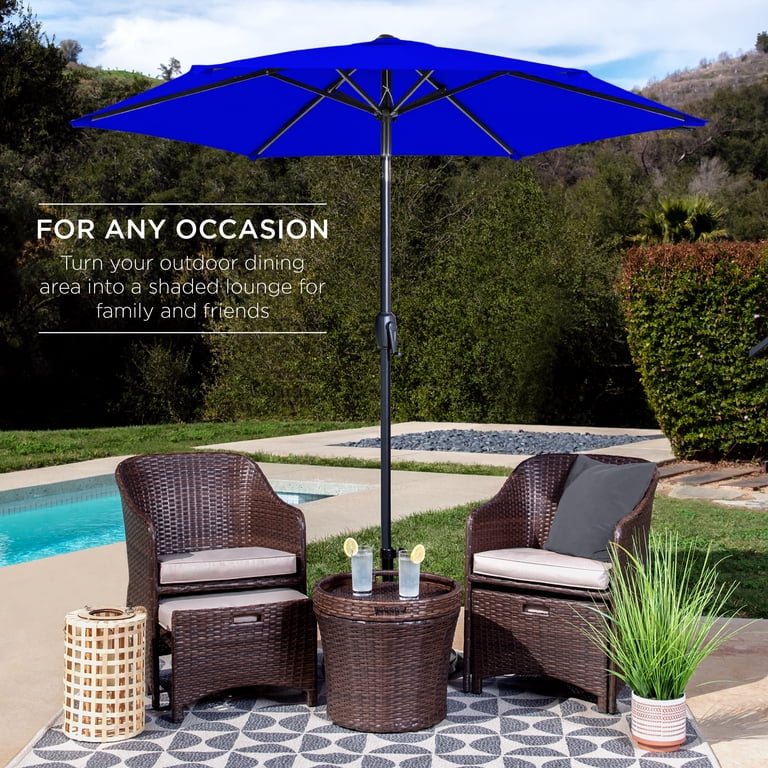cobalt patio umbrella Best Choice Products 7.5ft Heavy-Duty Outdoor Market Patio Umbrella w/ Push Button Tilt Easy Crank - Cobalt Blue Polyester one_size