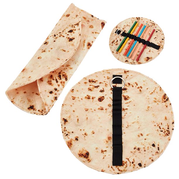 2 uds divertido estuche para lápices rollo de lona estuche para lápices panqueque lienzo bolígrafo enrollable redondo portalápices panqueque-8,6 pulgadas