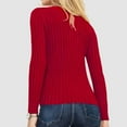 thumbnail image 4 of PiGOGI Women's Round Neck Knit Sweater Casual Solid Color Long Sleeve Base Layer Pullover Top Red XL, 4 of 6
