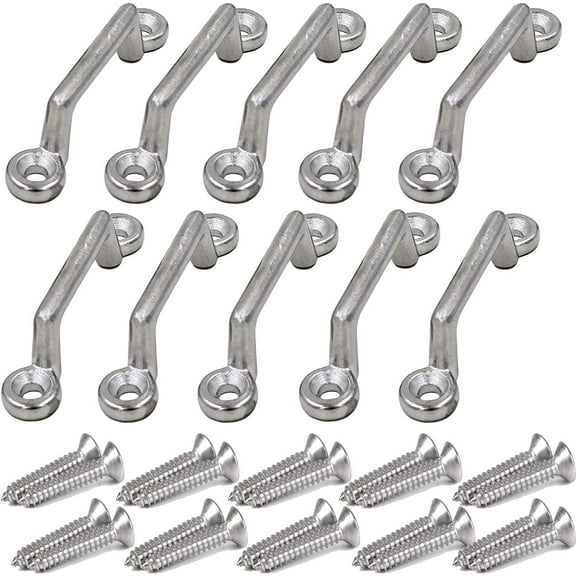 Stainless Steel 1 Inch Mount, Bimini Top Strap, Pad Eye,Footman's Loop for Jeep Corvette, Buggy, Kayak Tie Downs, 10 Piece Set - No Rust