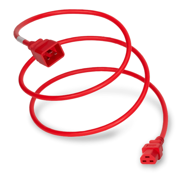 World Cord Sets 10 Foot Red High Temp 20 Amp IEC320 C20/C21 Power Cords