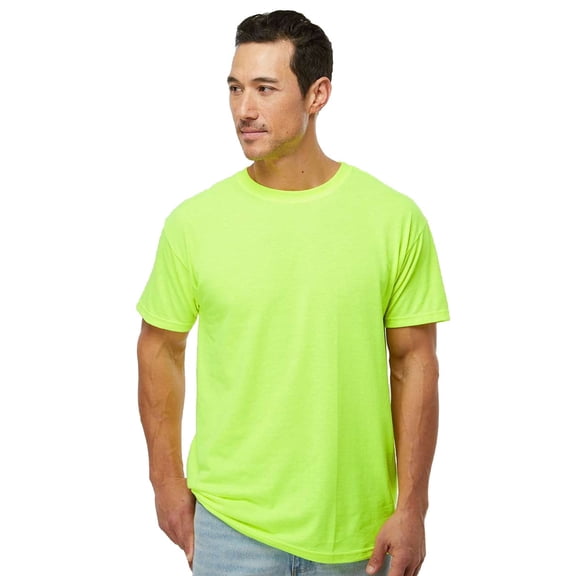 M&O Men’s Soft Touch Safety Green Hi Vis Work T-Shirt, Short Sleeve Crew Neck, 1-Pack, S-3XL