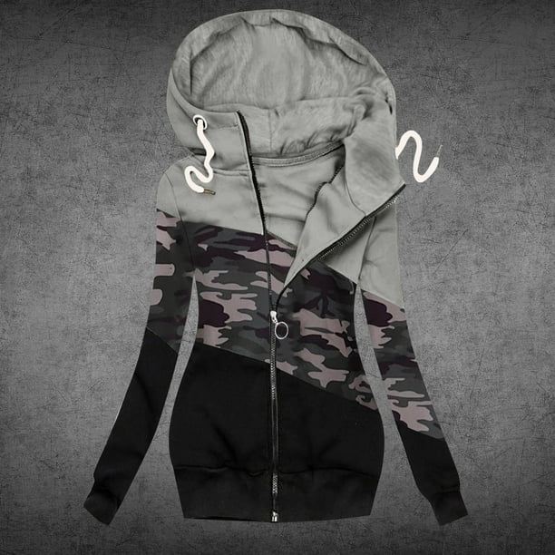 Puntoco Chaqueta con capucha y cremallera para mujer, talla grande, cálida, holgada, de felpa, para invierno Puntoco Puntoco-2744
