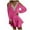Hot Pink, variant on Lolmot Womens Summer Dresses Lace V Neck Splice Cotton and Linen Casual Solid Color Cold Shoulder Long Sleeved Dress