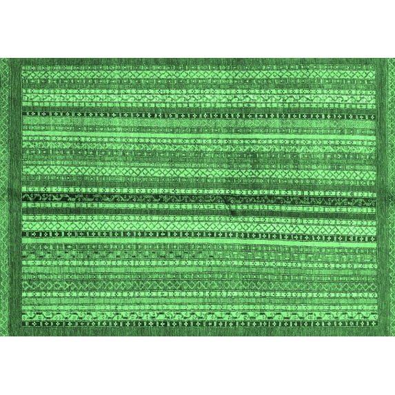 Ahgly Company Indoor Rectangle Abstract Emerald Green Modern Area Rugs, 7' x 9'