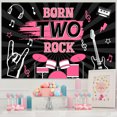 thumbnail image 5 of Born Two Rock Birthday Decorations for Girl Rock and Roll 2nd Birthday Party Supplies with Born Two Rock Background Guitar Balloon Black and Pink Balloon Arch for Rock Band Music Theme Party., 5 of 7