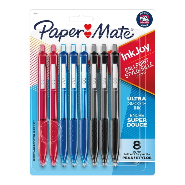 Paper Mate InkJoy 300RT Ballpoint Pens, Medium Point (1.0 mm), Retractable, Assorted Colours, 8 Count