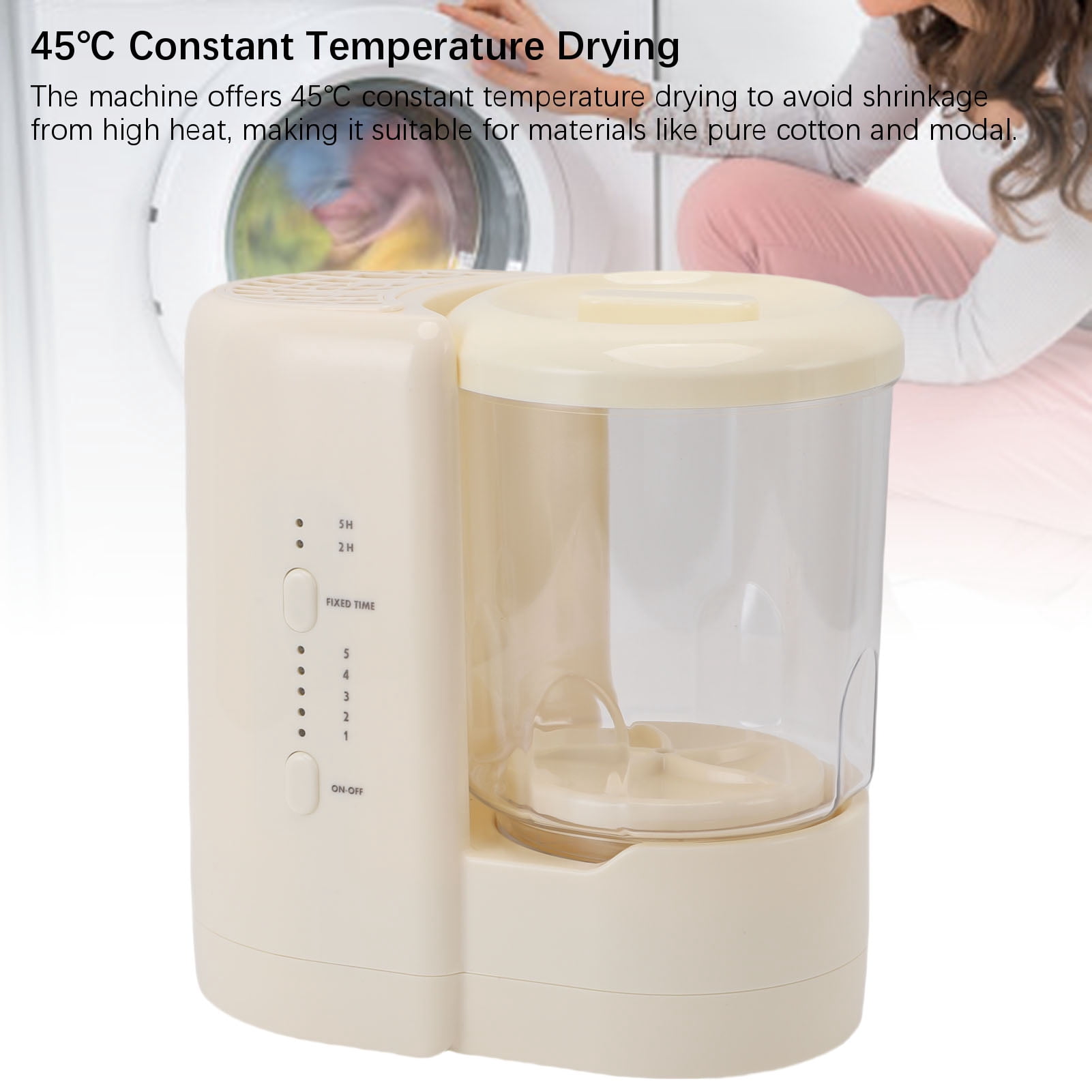 Suodoka 2 in 1 Multifunctional Portable Underwear Washing Machine and Automatic Cosmetic Makeup Brush Cleaner for Home Apartment Dorm Travel, High-Efficiency Compact Washer, Beige (8.7 in / 22 cm)