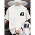 thumbnail image 2 of Vintage Faith Can Move Mountains Religious Scripture Mountain Graphic Double Sided Print Men's Casual T-Shirt, 2 of 8