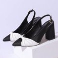 thumbnail image 6 of White Sandals 2024 Spring European and Fashion Versatile Pointed Color Blocked Thick Heels Large Heels Women's Shoes Black 39, 6 of 8
