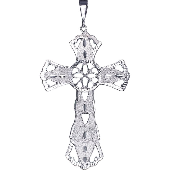 Huge Heavy Sterling Silver Cross without Jesus Pendant Necklace 5 Inches 28 Gram