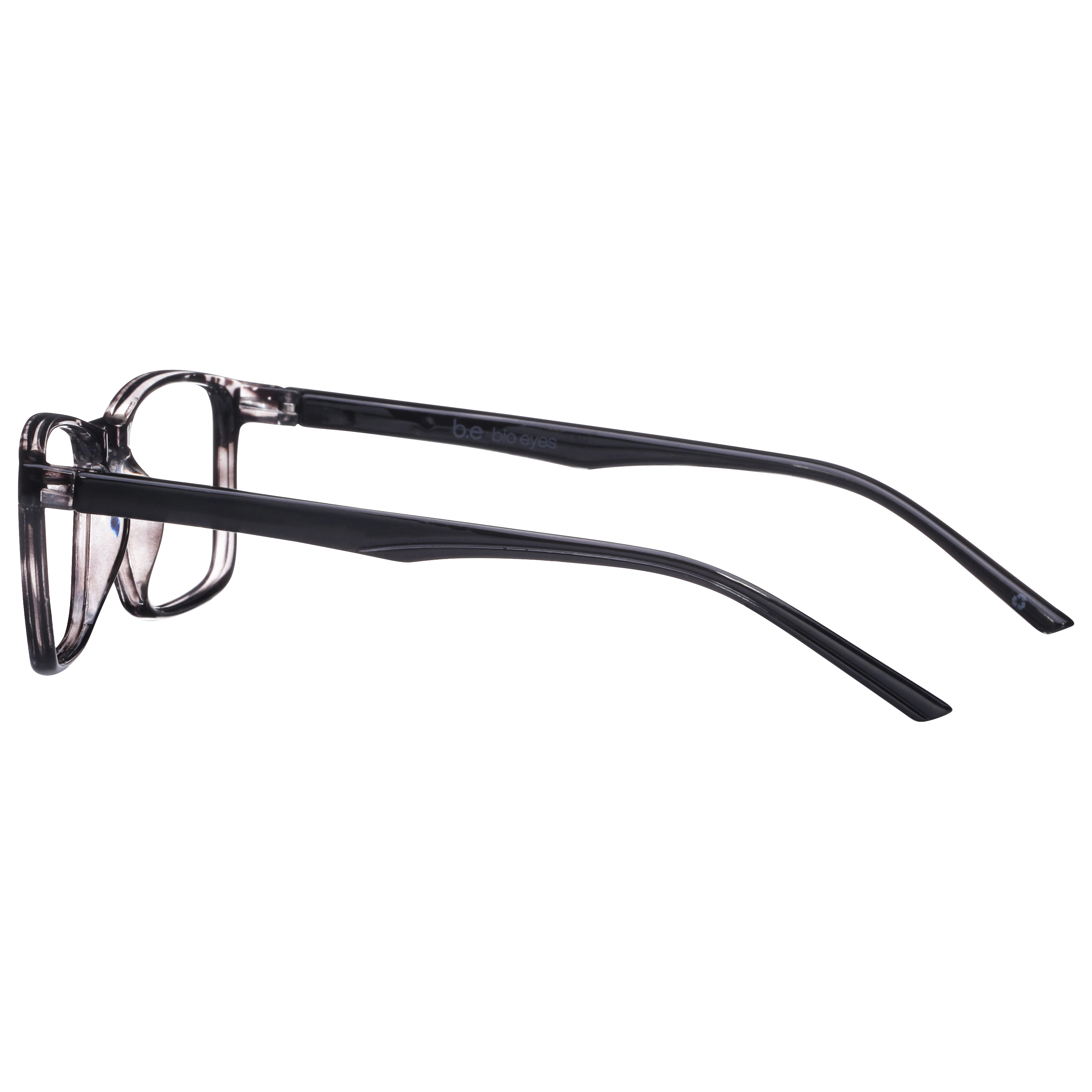 B.E Bio Eyes Mens Rectangular Reading Glasses Made from Recycled Plastic Taro +3.00 in Grey