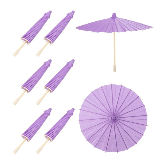 6 Pcs Paper Umbrellas ,12" Paper Parasol Umbrella for Craft,Purple