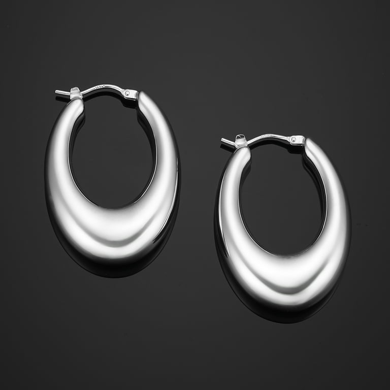 [KATENKELLY] 925Silver☆Skinny Oval Hoop Earrings Amazon.com: Thin Hoop Earrings for Women, Earrings for Women