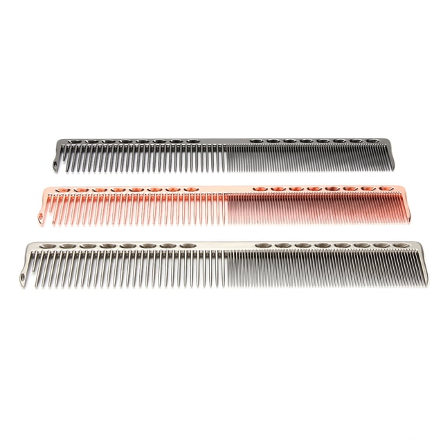 AMONIDA 3pcs Professional Haircut Comb, Space Aluminum Salon Hairdressing Comb, Anti‑Static Salon Styling Tool, With Wide Tooth/Dense Fine Tooth Comb