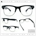 thumbnail image 2 of SA106 Mens Hipster Half Horn Rim Clear Lens Geek Fashion Eyeglasses Black Gunmetal - Clear, 2 of 8