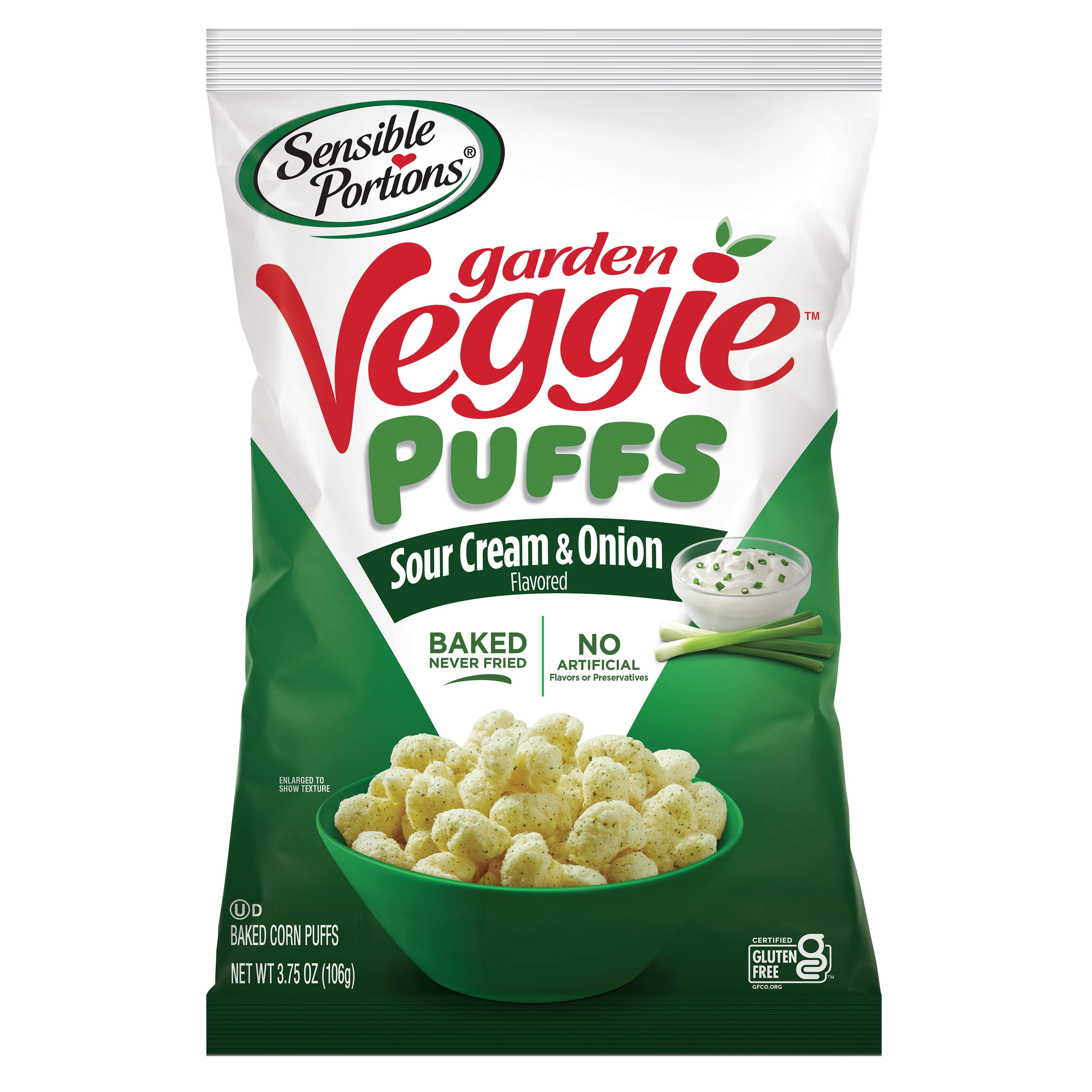 Sensible Portions Garden Veggie Sour Cream & Onion Snack Puffs, 3.75 oz