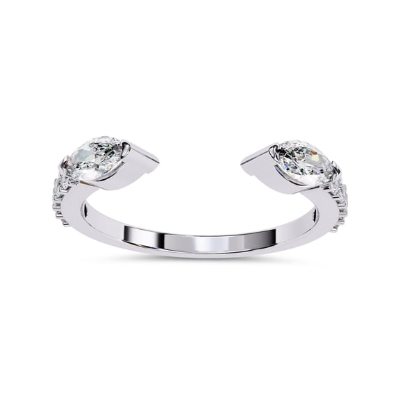 AFFY Toi Et Moi Ring, 0.50 Carat (ctw) Marquise and Round Cut Lab Grown Diamond Open Engagement Rings for Women In 14K White Gold Over Sterling Silver F-G-H, SI Quality Gifts For Her 1/2 cttw Size-4