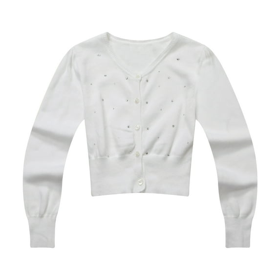 Little Girls White Hot Drillings Cardigan Sweater 4