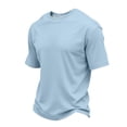 thumbnail image 2 of AHMOMEI Quick Dry Athletic Fit T-Shirt Men Crew Neck Mens Short Sleeve Shirt Moisture Wicking Men's Shirts Light Blue L, 2 of 7