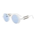 thumbnail image 1 of Gafas de sol redondas polarizadas con marco de metal, lentes circulares de colores, gafas de sol UV401 unisex góticas para verano, para exteriores, para playa, marco blanco, película azul, 1 of 3