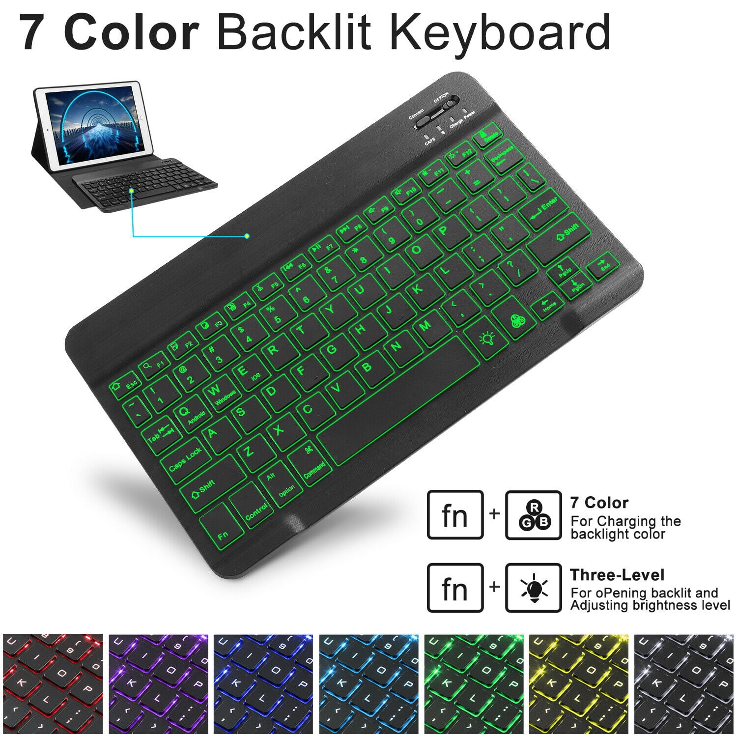 iPad Backlit Keyboard Case for iPad 10.2" 9th Gen 2021/8th Gen Air3 iPad Pro 10.5" Built-in Pencil Holder Backlit BT Keyboard Auto Sleep/Wake Function (Black)