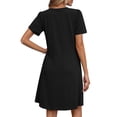 thumbnail image 5 of Fantaslook Summer Dresses for Women Short Sleeve Pleated V Neck Dress A Line Casual Tunic Dresses with Pockets, 5 of 9