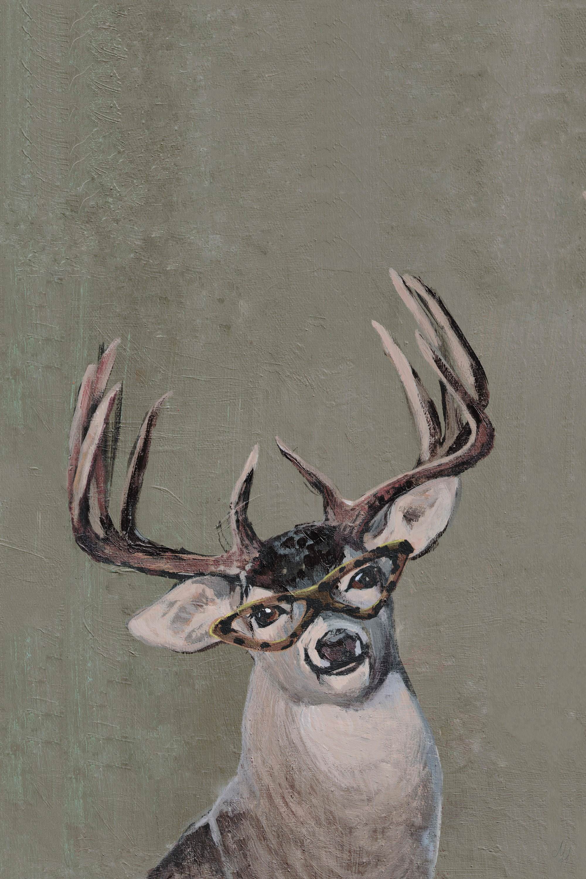 Nerdy Deer II Painting Print on Wrapped Canvas