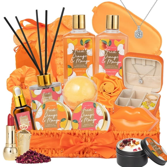 Set de baño y cuerpo Lily Roy de 23 piezas con cesta de regalo para mujer