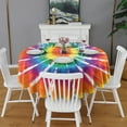 thumbnail image 2 of Colorful Rainbow Tie Dye Spiral Pattern Round Tablecloth 60"x60",Wrinkle Wipeable Table Cloth for Kitchen Dining Room Picnic Patio Party, 2 of 6