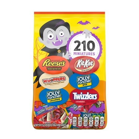 Hershey, Halloween Assortment Milk Chocolate and Candy Miniatures Stand Up Bag, 210 Ct., 60.8 Oz.