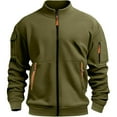 thumbnail image 4 of SYMOID Men's Size L Army Green Full Zip Jacket - 100% Polyester, Stand Collar, Kangaroo Pockets, Warm Breathable for Casual/Outdoor Use, 4 of 5