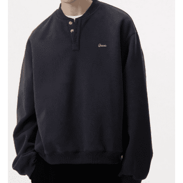 American retro simple juvenile sense Henry collar sweater men and women loose casual pullover long sleeve tops