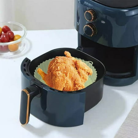 

Lochimu2 Pack Air Fryer Silicone Pot Reusable Air Fryer Silicone Liner Heat Resistant Round Air Fryer With Handle Durable Safe Green