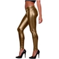 thumbnail image 3 of RongHuan Shiny Leggings for Women Tummy Control High Waisted Stretchy Tights Workout Yoga Pants Streetwear, 3 of 7