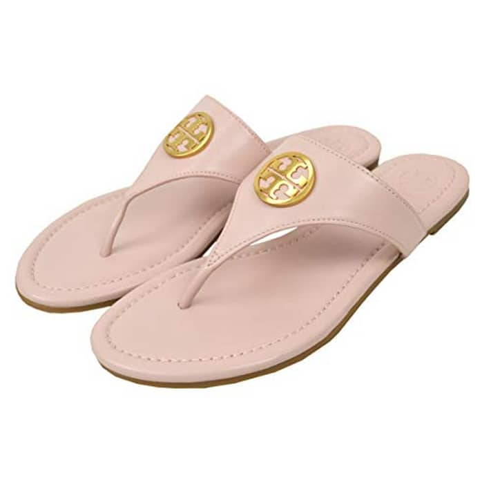 New Tory Burch Women's Leather Benton Flat Thong Sandals Seashell Pink (  US M) 
