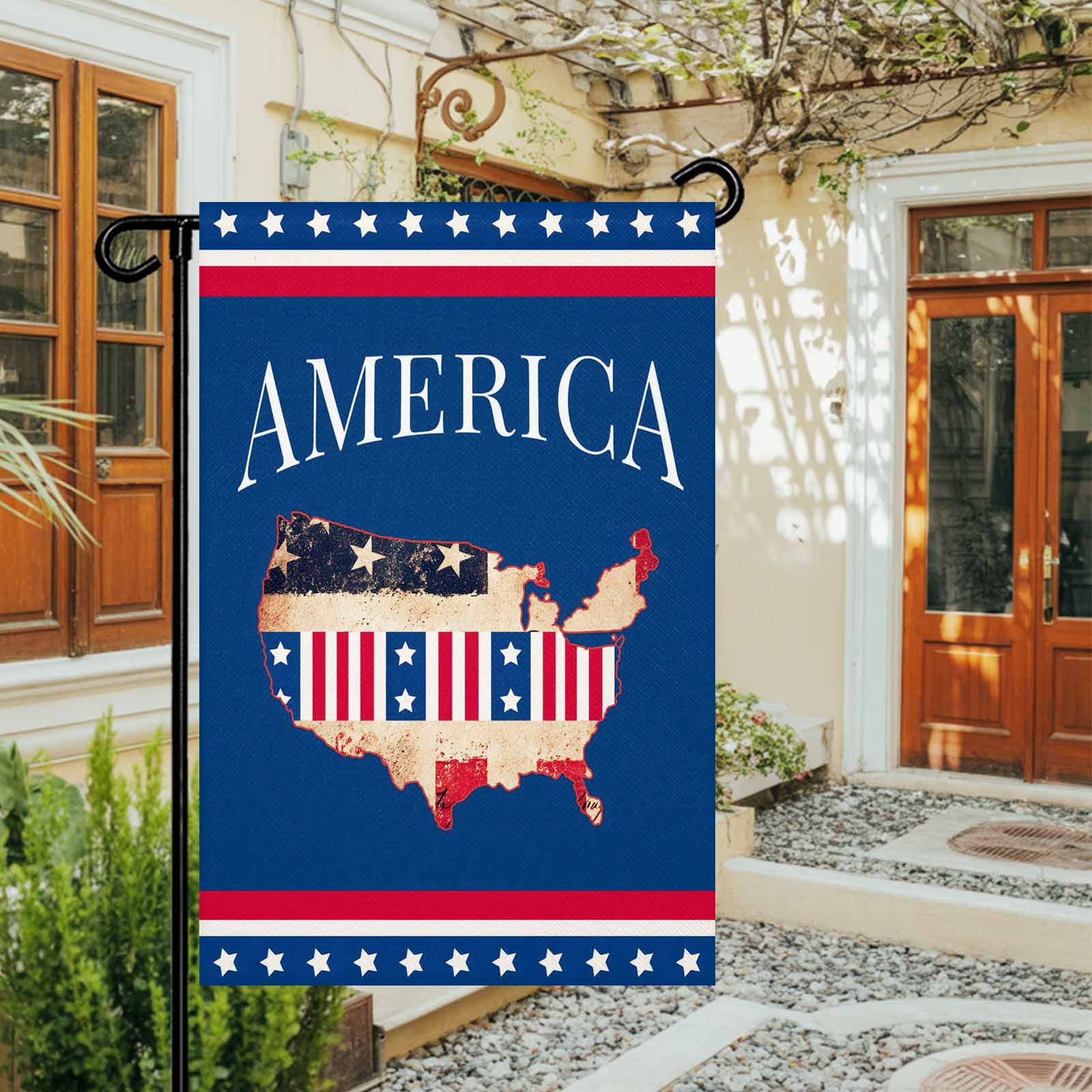 4th of July Garden Flags America 250 Years Garden Flag Double Sided Welcome Flag USA Map Patriotic Star Stripes Independence Day Yard Flags for Outdoor Lawn Porch Memorial Day Decor 28x40 Inch