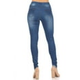 thumbnail image 3 of Women's Stretch Pull On Skinny Jeans Ripped Distressed Raw Fray Hem Denim Jeggings Plus Size 2XL / Navy Blue, 3 of 5