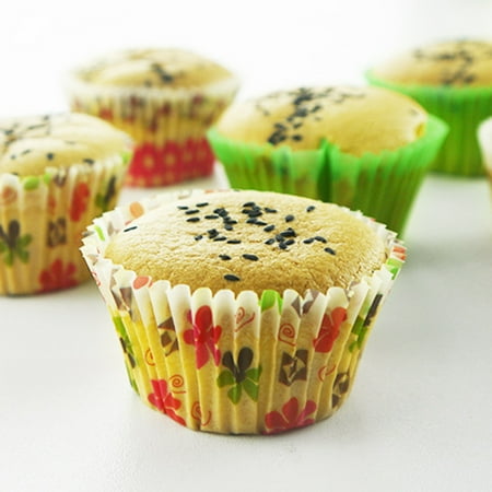 

Bluelans 100Pcs Cupcake Cases Food Grade Heat Resistant Oil-proof Paper Party Birthday Decorative Cupcake Liner for Home