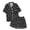 1-64Black201, variant on MEZZALL Children's Leisure Polka Dots Printed Button Lapel Collar Short Sleeved Tops Shorts Pajamas Sets Trendy Sleepwear