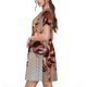 thumbnail image 2 of Fotbe Coffee Beans Chocolate Splash Vestido Largo de Moda para Mujer, Vestido Tipo Camiseta con Manga Corta y Estilo Casual a Rayas y Bloques de Color, 2 of 6