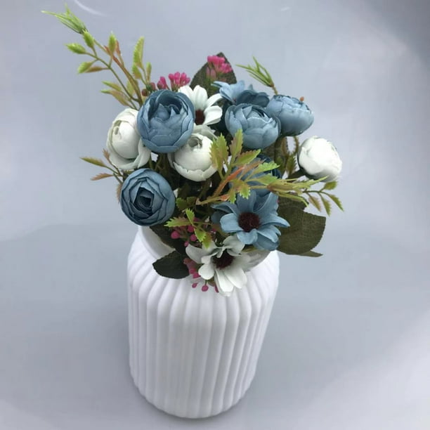 Arreglo de flores de rosas artificiales, ramo de seda para fiestas en la oficina en casa, decoración nupcial y de bodas